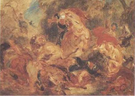 Eugene Delacroix La Chasse aux lions Norge oil painting art